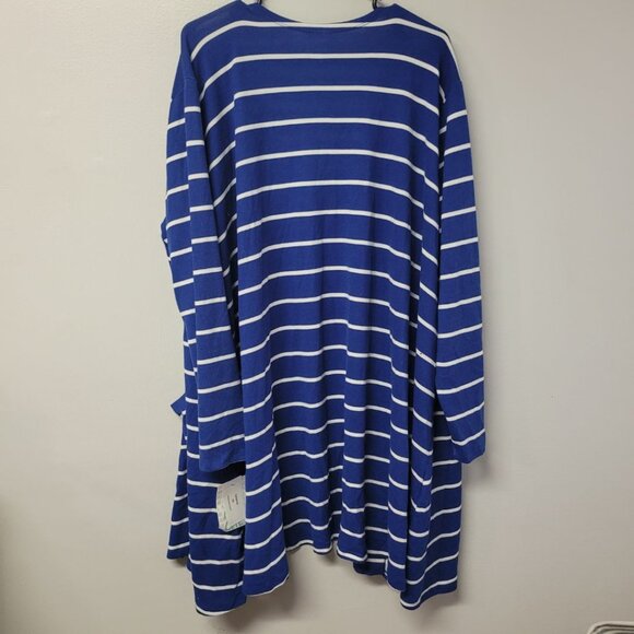 Lularoe Caroline Cardigan Sweater Open Front Blue Striped Womens 2XL Tags Casual - Picture 3 of 6